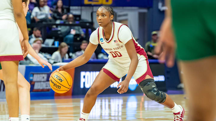 Ta’Niya Latson 00, George Mason takes on Florida State in the NCAA Womens Basketball Tournament in Baton Rouge, LA. Feb 25, 2025