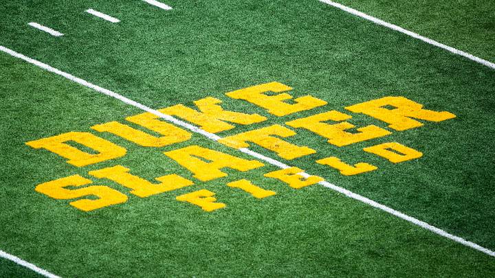 The logo for Duke Slater Field is seen before a NCAA Big Ten Conference football game between the Iowa Hawkeyes and Indiana, Saturday, Sept. 4, 2021, at Kinnick Stadium in Iowa City, Iowa.
210904 Indiana Iowa Fb 106 Jpg The logo for Duke Slater Field is seen before a NCAA Big Ten Conference football game between the Iowa Hawkeyes and Indiana, Saturday, Sept. 4, 2021, at Kinnick Stadium in Iowa City, Iowa.
210904 Indiana Iowa Fb 106 Jpg