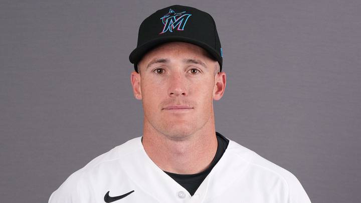 Feb 18, 2026; Jupiter, FL, USA; Miami Marlins infielder Jacob Berry (54) poses during photo day at Roger Dean Stadium. Mandatory Credit: Jim Rassol-Imagn Images Feb 18, 2026; Jupiter, FL, USA; Miami Marlins infielder Jacob Berry (54) poses during photo day at Roger Dean Stadium. Mandatory Credit: Jim Rassol-Imagn Images