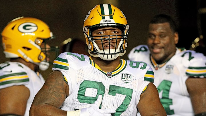 Green Bay Packers nose tackle Kenny Clark waits in the tunnel before a game against the Seattle Seahawks at CenturyLink Field 