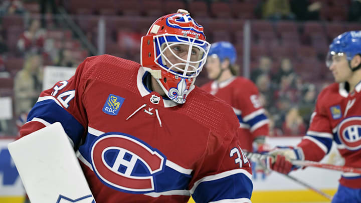 Dec 7, 2023; Montreal, Quebec, CAN; Montreal Canadiens goalie Jake Allen (34) skates during the