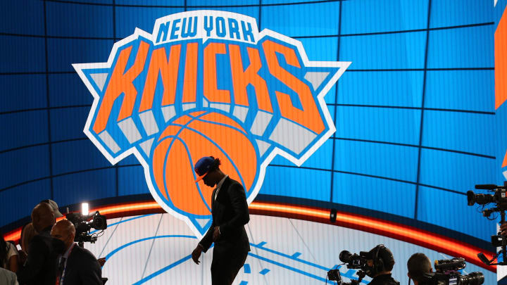 Jul 29, 2021; Brooklyn, New York, USA; Keon Johnson (Tennessee) walks off the stage after being selected as the number twenty-one overall pick by the New York Knicks in the first round of the 2021 NBA Draft at Barclays Center. Mandatory Credit: Brad Penner-USA TODAY Sports