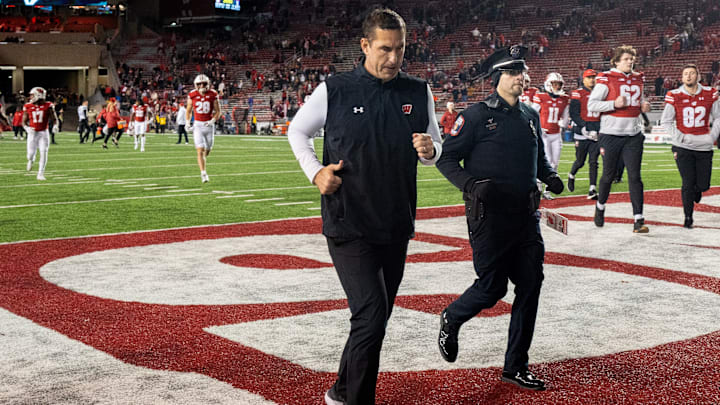 Wisconsin head coach Luke Fickell leaves the field after their game a November 2023 game. Wisconsin head coach Luke Fickell leaves the field after their game a November 2023 game.