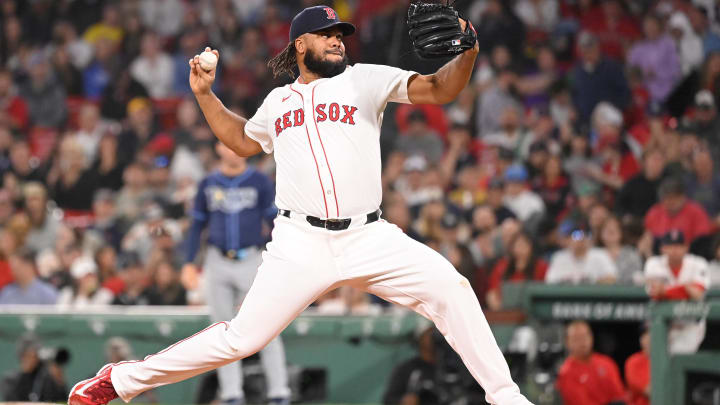 Boston Red Sox pitcher Kenley Jansen (74) pitches