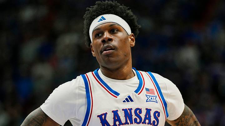 Feb 3, 2025; Lawrence, Kansas, USA; Kansas Jayhawks guard AJ Storr (2) reacts during the second half against the Iowa State Cyclones at Allen Fieldhouse. Mandatory Credit: Jay Biggerstaff-Imagn Images Feb 3, 2025; Lawrence, Kansas, USA; Kansas Jayhawks guard AJ Storr (2) reacts during the second half against the Iowa State Cyclones at Allen Fieldhouse. Mandatory Credit: Jay Biggerstaff-Imagn Images