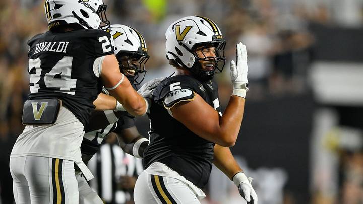 Sep 5, 2026; Nashville, Tennessee, USA; Vanderbilt Commodores defensive lineman Issa Ouattara (5) celebrates after sacking Austin Peay Governors quarterback Chris Parson (not pictured) during the second half at FirstBank Stadium. Mandatory Credit: Steve Roberts-Imagn Images Sep 5, 2026; Nashville, Tennessee, USA; Vanderbilt Commodores defensive lineman Issa Ouattara (5) celebrates after sacking Austin Peay Governors quarterback Chris Parson (not pictured) during the second half at FirstBank Stadium. Mandatory Credit: Steve Roberts-Imagn Images