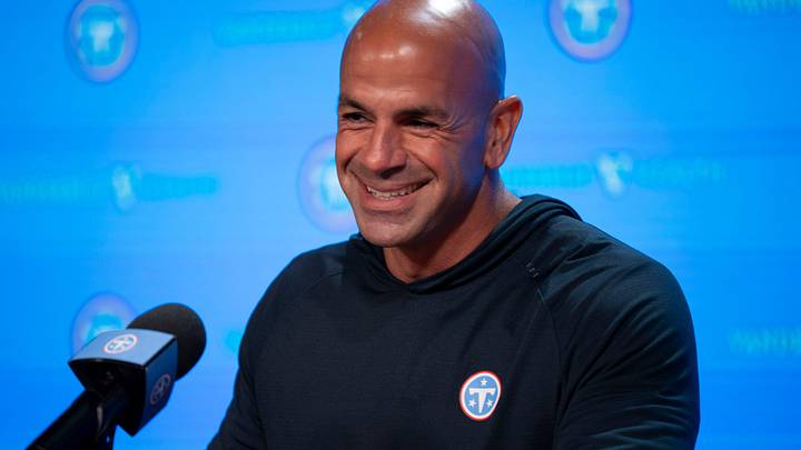 Tennessee Titans coach Robert Saleh speaks with the media before the Titans Rookie Camp Day 1 at Vanderbilt Health Football Center in Nashville, Tenn., Friday, May 1, 2026. Tennessee Titans coach Robert Saleh speaks with the media before the Titans Rookie Camp Day 1 at Vanderbilt Health Football Center in Nashville, Tenn., Friday, May 1, 2026.