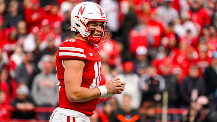 Nebraska Cornhuskers quarterback Heinrich Haarberg (10) during a game.