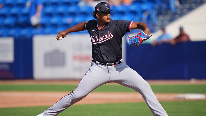 Mar 15, 2024; Port St. Lucie, Florida, USA; Washington Nationals pitcher Jarlin Susana (91) pitches in the fifth inning of the Spring Breakout game against the New York Mets at Clover Park. Mandatory Credit: Jim Rassol-USA TODAY Sports Mar 15, 2024; Port St. Lucie, Florida, USA; Washington Nationals pitcher Jarlin Susana (91) pitches in the fifth inning of the Spring Breakout game against the New York Mets at Clover Park. Mandatory Credit: Jim Rassol-USA TODAY Sports