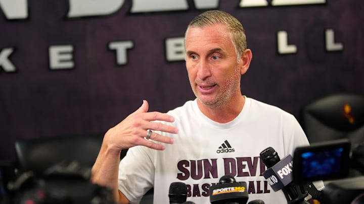 ASU head coach Bobby Hurley speaks to the press at Weatherup Center in Tempe, Ariz. on June 4, 2025.