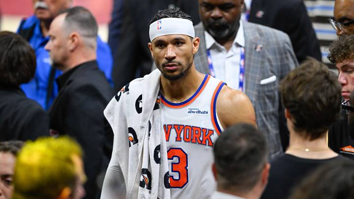 May 23, 2026; Cleveland, Ohio, USA; New York Knicks forward Josh Hart (3) looks on after defeating the Cleveland Cavaliers in game three of the eastern conference finals for the 2026 NBA playoffs at Rocket Arena. Mandatory Credit: David Richard-Imagn Images May 23, 2026; Cleveland, Ohio, USA; New York Knicks forward Josh Hart (3) looks on after defeating the Cleveland Cavaliers in game three of the eastern conference finals for the 2026 NBA playoffs at Rocket Arena. Mandatory Credit: David Richard-Imagn Images