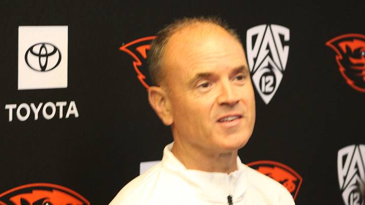 Oregon State Women's Basketball Head Coach Scott Rueck answers questions at the team's media day. Oregon State Women's Basketball Head Coach Scott Rueck answers questions at the team's media day.