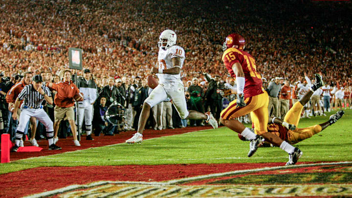 Vince Young put forth the single greatest individual effort in college football to take down No. 1 USC in the 2005 national championship game. Vince Young put forth the single greatest individual effort in college football to take down No. 1 USC in the 2005 national championship game.