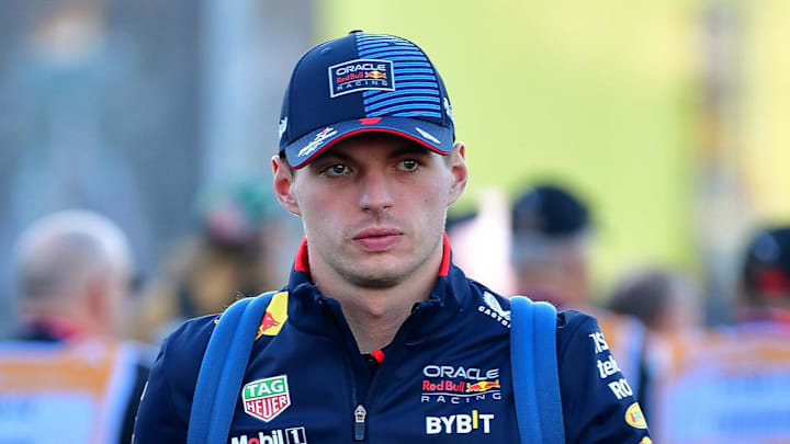 Nov 21, 2024; Las Vegas, Nevada, USA; Oracle Red Bull Racing driver Max Verstappen (1) arrives before practice for the Las Vegas Grand Prix at Las Vegas Circuit. Mandatory Credit: Gary A. Vasquez-Imagn Images Nov 21, 2024; Las Vegas, Nevada, USA; Oracle Red Bull Racing driver Max Verstappen (1) arrives before practice for the Las Vegas Grand Prix at Las Vegas Circuit. Mandatory Credit: Gary A. Vasquez-Imagn Images