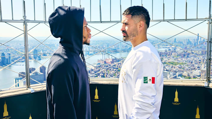 Devin Haney (left) and Jose Ramirez (right) face off atop the Empire State Building.