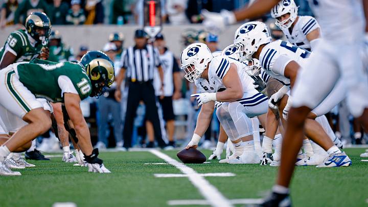 BYU offensive line against Colorado StateBYU Football