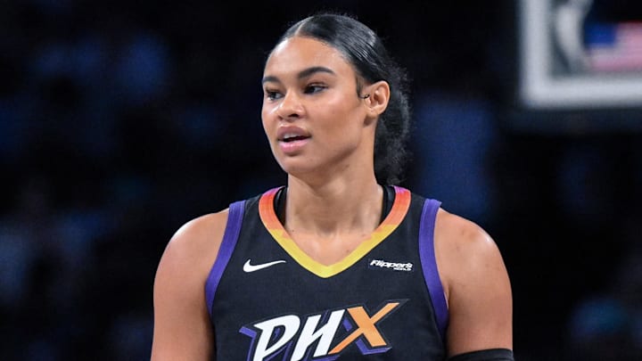 Jun 19, 2025; Brooklyn, New York, USA; Phoenix Mercury forward Satou Sabally (0) during a game against the New York Liberty at Barclays Center. Mandatory Credit: John Jones-Imagn Images