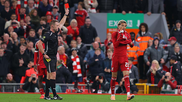 Hugo Ekitiké picked up the third red card of his senior career.