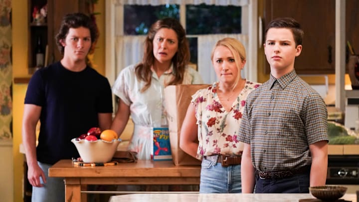 “Blonde Ambition and the Concept of Zero” – Sheldon makes a terrifying mathematical discovery while tutoring Billy. Also, Mary is jealous of Missy’s relationship with Mandy and MeeMaw, on YOUNG SHELDON, Thursday, Oct. 20 (8:00-8:31 PM, ET/PT) on the CBS Television Network, and available to stream live and on demand on Paramount+*. Pictured (L-R): Montana Jordan as Georgie, Zoe Perry as Mary, Emily Osment as Mandy, and Iain Armitage as Sheldon. Photo: Sonja Flemming/CBS ©2022 CBS Broadcasting,