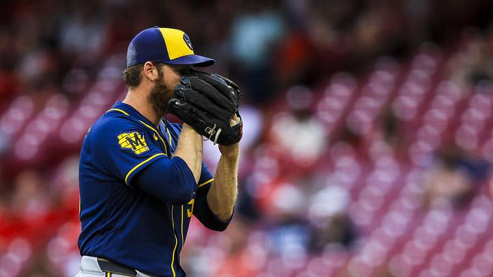 Jun 22, 2026; Cincinnati, Ohio, USA; Milwaukee Brewers starting pitcher Brandon Woodruff (53) pitches against the Cincinnati Reds in the first inning at Great American Ball Park. Mandatory Credit: Katie Stratman-Imagn Images Jun 22, 2026; Cincinnati, Ohio, USA; Milwaukee Brewers starting pitcher Brandon Woodruff (53) pitches against the Cincinnati Reds in the first inning at Great American Ball Park. Mandatory Credit: Katie Stratman-Imagn Images