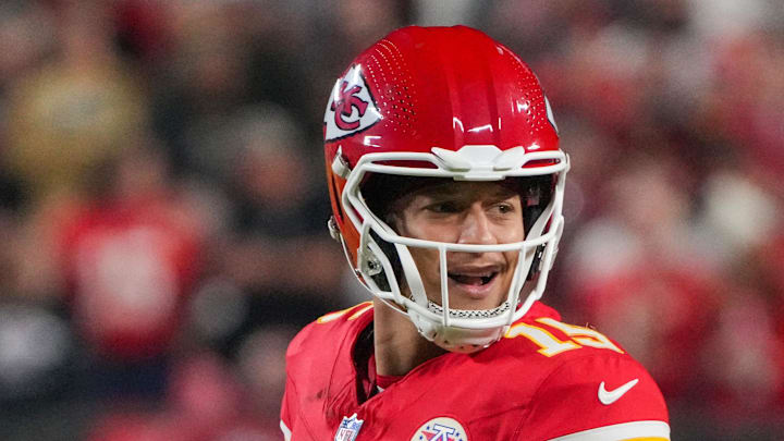 Kansas City Chiefs quarterback Patrick Mahomes (15) reacts to a no-call against the New Orleans Saints during the second half at GEHA Field at Arrowhead Stadium on Oct 7.