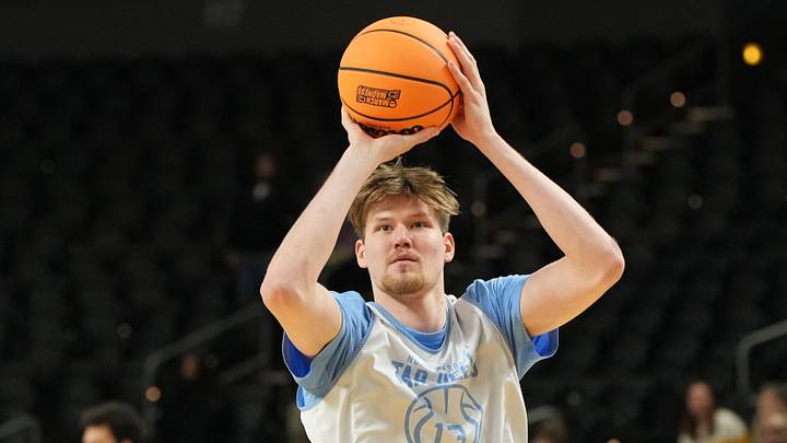 Mar 18, 2026; Greenville, SC, USA; North Carolina Tar Heels center Henri Veesaar (13) during a practice session ahead of the first round of the men's 2026 NCAA Tournament at Bon Secours Wellness Arena. Mandatory Credit: Bob Donnan-Imagn Images