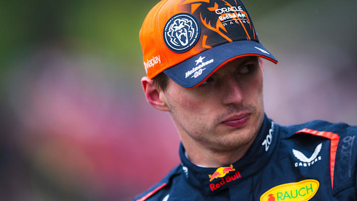 Pole position qualifier Max Verstappen of the Netherlands and Oracle Red Bull Racing looks on in parc ferme during qualifying ahead of the F1 Grand Prix of Belgium at Circuit de Spa-Francorchamps on July 27, 2024 in Spa, Belgium. Source: Red Bull Content Pool