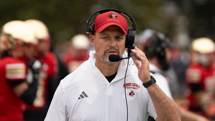 Sep 28, 2024; Oradell, NJ, USA; Don Bosco football at Bergen Catholic. Bergen Catholic head coach Vito Campanile.