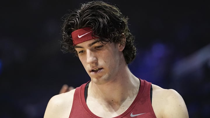 Feb 21, 2026; Provo, Utah, USA; Iowa State Cyclones forward Blake Buchanan (23) warms up prior to a game between the BYU Cougars and the Iowa State Cyclones at Marriott Center. Feb 21, 2026; Provo, Utah, USA; Iowa State Cyclones forward Blake Buchanan (23) warms up prior to a game between the BYU Cougars and the Iowa State Cyclones at Marriott Center.
