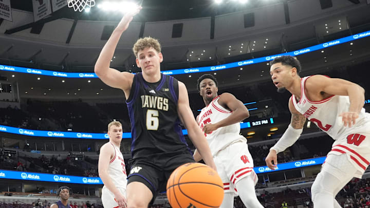 Huskies forward Hannes Steinbach (6) watches the ball go out of bonds. 