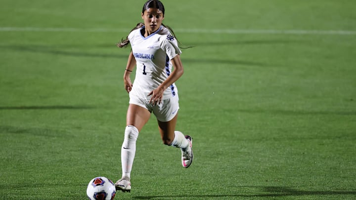May 13, 2021; Cary, North Carolina, USA; North Carolina Tar Heels forward Sam Meza (1) against the