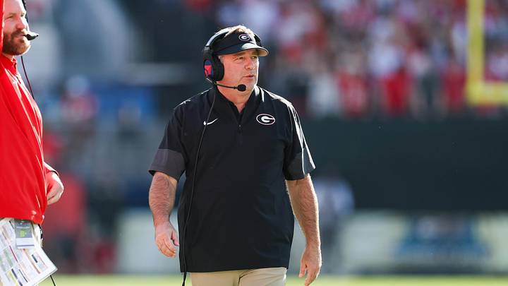 Nov 1, 2025; Jacksonville, Florida, USA; Georgia Bulldogs head coach Kirby Smart looks on during the first quarter against the Florida Gators at EverBank Stadium. Mandatory Credit: Matt Pendleton-Imagn Images Nov 1, 2025; Jacksonville, Florida, USA; Georgia Bulldogs head coach Kirby Smart looks on during the first quarter against the Florida Gators at EverBank Stadium. Mandatory Credit: Matt Pendleton-Imagn Images