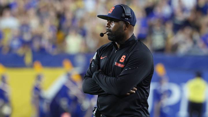 Sep 17, 2026; Pittsburgh, Pennsylvania, USA; Syracuse Orange head coach Fran Brown looks on during the second quarter against the Pittsburgh Panthers against at Acrisure Stadium. Mandatory Credit: Charles LeClaire-Imagn Images Sep 17, 2026; Pittsburgh, Pennsylvania, USA; Syracuse Orange head coach Fran Brown looks on during the second quarter against the Pittsburgh Panthers against at Acrisure Stadium. Mandatory Credit: Charles LeClaire-Imagn Images