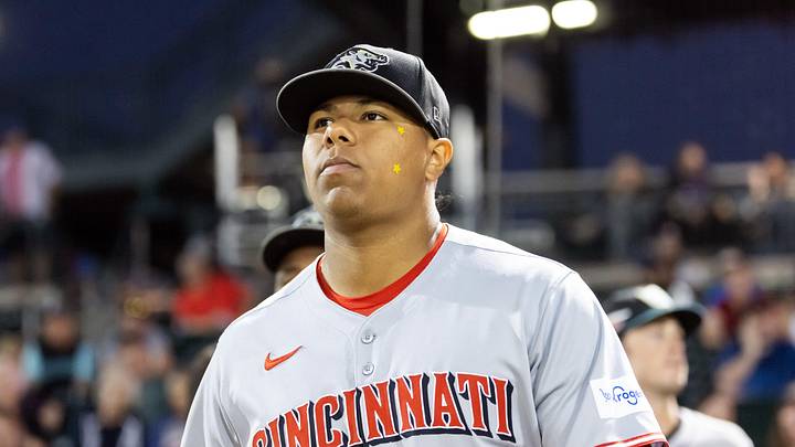 Nov 9, 2025; Mesa, AZ, USA; Cincinnati Reds catcher Alfredo Duno during the Arizona Fall League Fall Stars Game at Sloan Park. Mandatory Credit: Mark J. Rebilas-Imagn Images