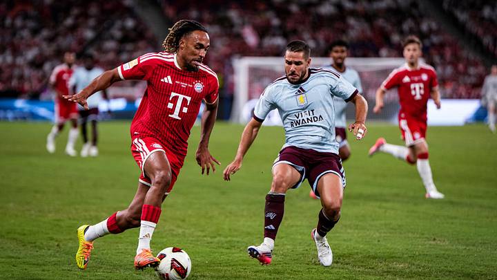 Sacha Boey in action for Bayern Munich during the pre-season friendly game against Aston Villa.