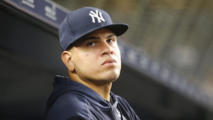 Jun 24, 2019; Bronx, NY, USA; New York Yasnkees pitcher Dellin Betances (68) looks on against the Toronto Blue Jays during the ninth inning at Yankee Stadium. Mandatory Credit: Andy Marlin-Imagn Images Jun 24, 2019; Bronx, NY, USA; New York Yasnkees pitcher Dellin Betances (68) looks on against the Toronto Blue Jays during the ninth inning at Yankee Stadium. Mandatory Credit: Andy Marlin-Imagn Images