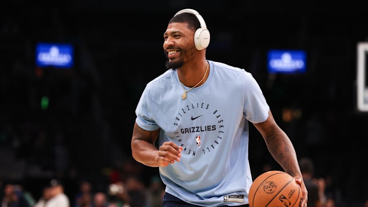 Dec 7, 2024; Boston, Massachusetts, USA; Memphis Grizzlies guard Marcus Smart (36) warms up before playing against the Boston Celtics at TD Garden.