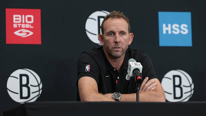 Sep 26, 2022; Brooklyn, NY, USA; Brooklyn Nets general manager Sean Marks talks to the media during media day at HSS Training Center. Mandatory Credit: Vincent Carchietta-Imagn Images Sep 26, 2022; Brooklyn, NY, USA; Brooklyn Nets general manager Sean Marks talks to the media during media day at HSS Training Center. Mandatory Credit: Vincent Carchietta-Imagn Images