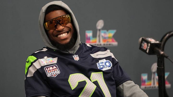 Feb 5, 2026; San Jose, CA, USA; Seattle Seahawks cornerback Devon Witherspoon (21) talks to media members at the San Jose Marriott. Mandatory Credit: Darren Yamashita-Imagn Images Feb 5, 2026; San Jose, CA, USA; Seattle Seahawks cornerback Devon Witherspoon (21) talks to media members at the San Jose Marriott. Mandatory Credit: Darren Yamashita-Imagn Images