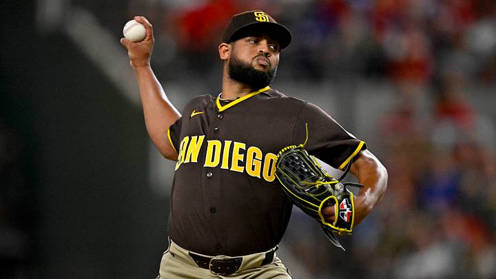 Jun 19, 2026; Arlington, Texas, USA; San Diego Padres starting pitcher Randy Vasquez (98) pitches against the Texas Rangers during the second inning at Globe Life Field. Mandatory Credit: Jerome Miron-Imagn Images Jun 19, 2026; Arlington, Texas, USA; San Diego Padres starting pitcher Randy Vasquez (98) pitches against the Texas Rangers during the second inning at Globe Life Field. Mandatory Credit: Jerome Miron-Imagn Images
