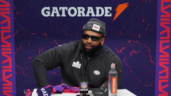 Feb 5, 2024; Las Vegas, NV, USA; San Francisco 49ers offensive tackle Trent Williams (71) during Super Bowl LVIII Opening Night at Allegiant Stadium. Mandatory Credit: Kirby Lee-USA TODAY Sports Feb 5, 2024; Las Vegas, NV, USA; San Francisco 49ers offensive tackle Trent Williams (71) during Super Bowl LVIII Opening Night at Allegiant Stadium. Mandatory Credit: Kirby Lee-USA TODAY Sports