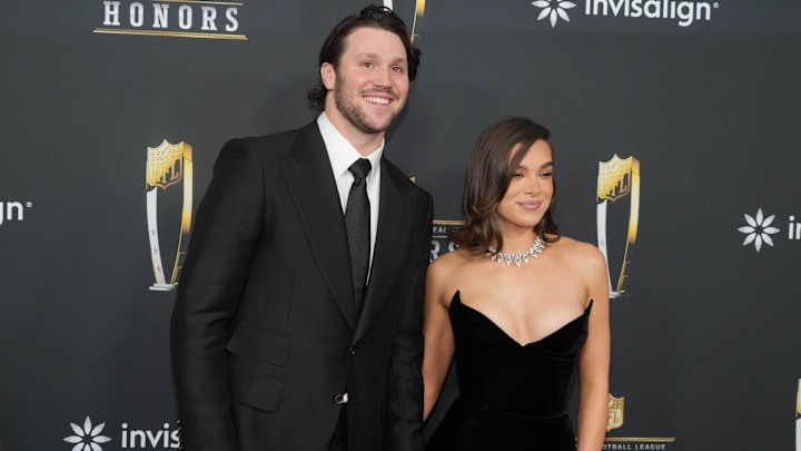 Feb 6, 2025: Josh Allen and Hailee Steinfeld on the red carpet before Super Bowl LIX NFL Honors.