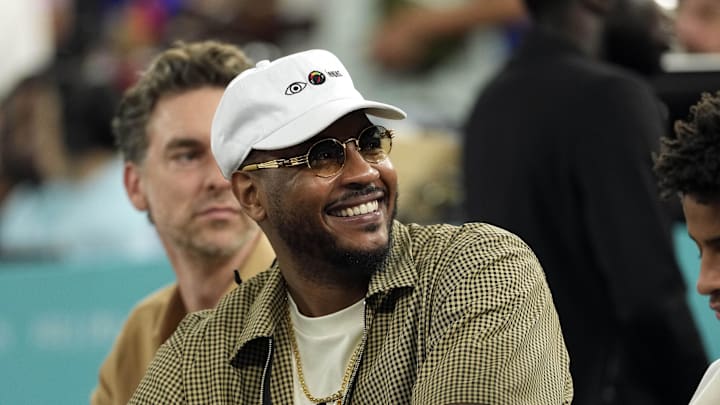 Carmelo Anthony during the Paris 2024 Olympic Summer Games at Accor Arena on Aug 6, 2024. Carmelo Anthony during the Paris 2024 Olympic Summer Games at Accor Arena on Aug 6, 2024.