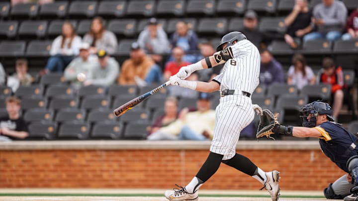Wake Forest catcher Matt Conte at the plate in the came against UNC Greensboro on April 21. 