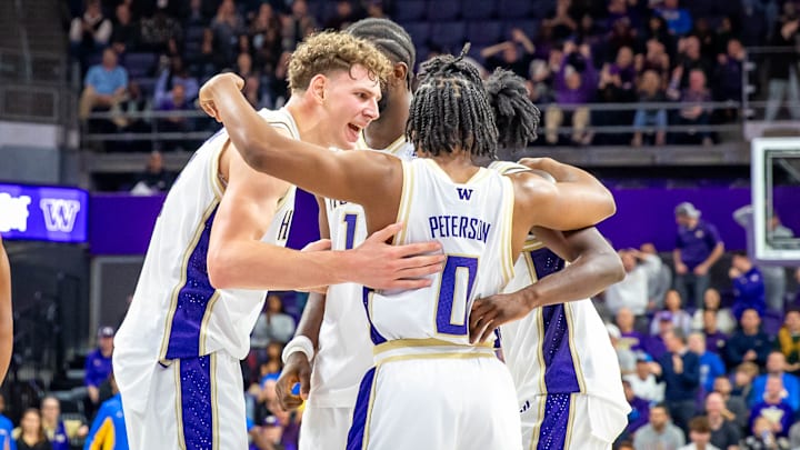 Hannes Steinbach exhorts his UW teammates during the UCLA game.