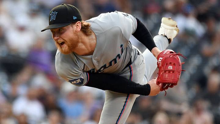 Miami Marlins pitcher Max Meyer. Miami Marlins pitcher Max Meyer.