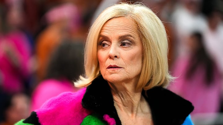 LSU head coach Kim Mulkey walks the court ahead of the game against the Texas Longhorns at the Moody Center on Sunday, Feb. 16, 2025. LSU head coach Kim Mulkey walks the court ahead of the game against the Texas Longhorns at the Moody Center on Sunday, Feb. 16, 2025.
