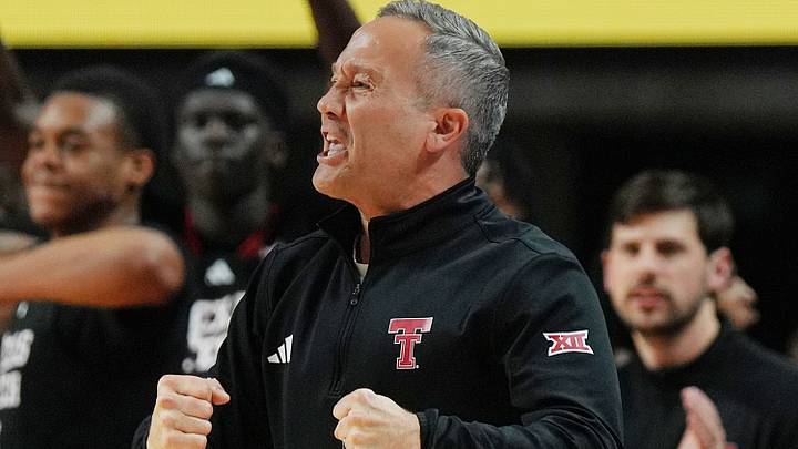 Texas Tech Red Raiders men's basketball head coach Grant McCasland reacts after a score against Iowa State during the second half in the Big-12 conference men’s basketball showdown on Feb. 28, 2026, at Hilton Coliseum in Ames, Iowa. Texas Tech Red Raiders men's basketball head coach Grant McCasland reacts after a score against Iowa State during the second half in the Big-12 conference men’s basketball showdown on Feb. 28, 2026, at Hilton Coliseum in Ames, Iowa.