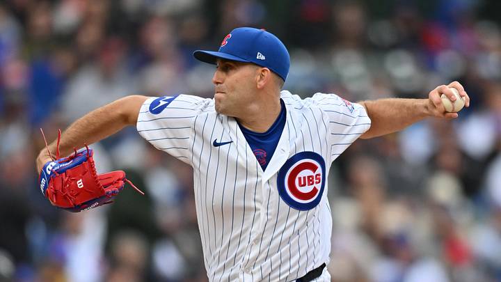 May 3, 2026; Chicago, Illinois, USA; Chicago Cubs pitcher Matthew Boyd (16) pitches against the Arizona Diamondbacks during the first inning at Wrigley Field. Mandatory Credit: Patrick Gorski-Imagn Images