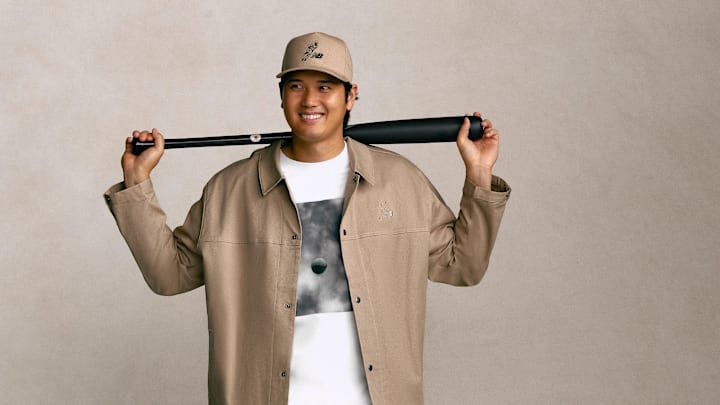 Shohei Ohtani wears pieces from his signature collection with New Balance. Shohei Ohtani wears pieces from his signature collection with New Balance.